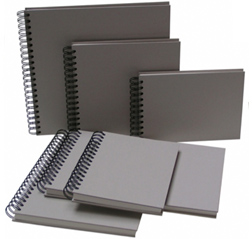 Spiral-Skizzenbücher, Graupappendeckel, Zeichenpapier 120 g.